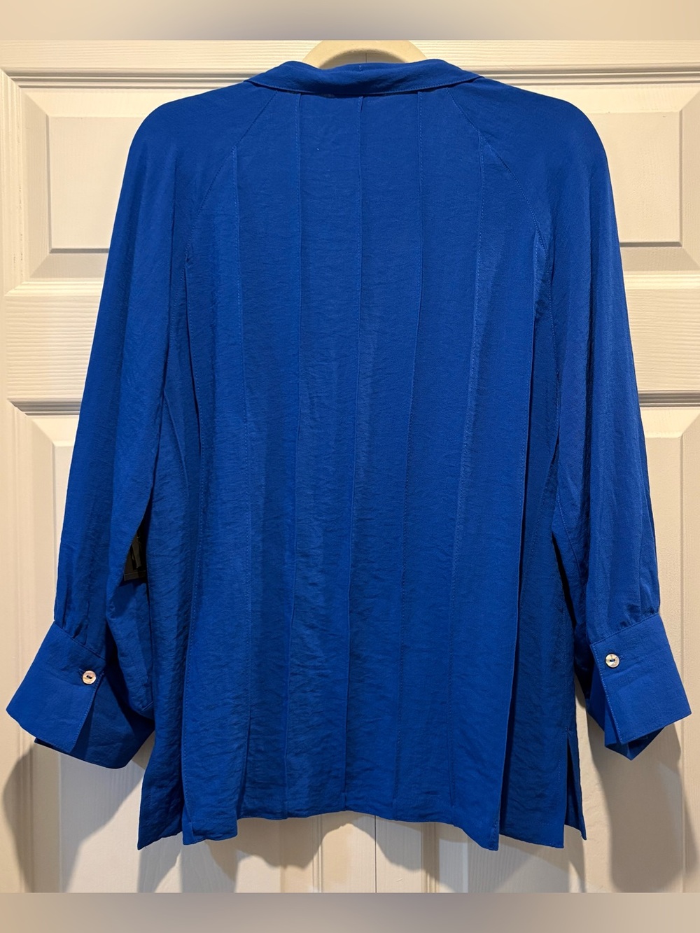 John Mark Cobalt Blue Collared Split V-Neck Tunic Top 3/4 Sleeves Sz M NEW - Picture 2 of 16
